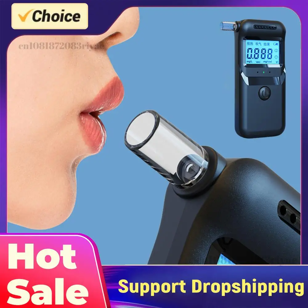 Digital Handheld Alcohol Analyzer Accurate LCD Display Drunk Driving Analyzer with 5 Mouthpieces for Personal & Professional Use