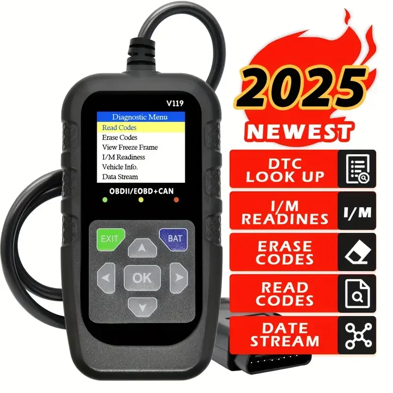 Outil de Diagnostic de Scanner Obd2 avec testeur de tension, lecteur de Code de défaut de moteur Obdii, Eobd + testeur de charge de canette, isolation, automobile