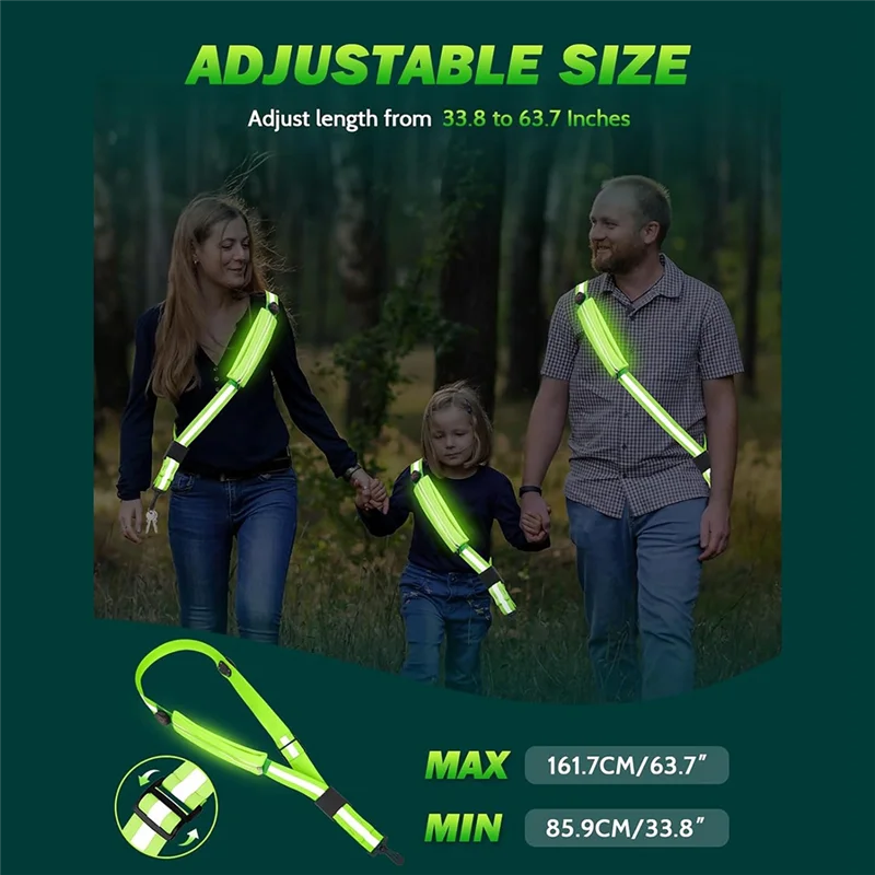 

ABYM LED Reflective Belt Sash With Phone Holder, High Visibility Reflective Running Gear Rechargeable Light Up Safety Lights