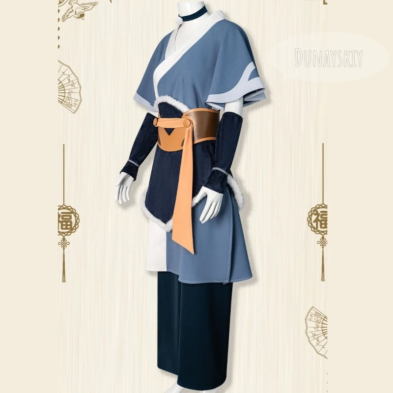 Katara Blue Water Tribe Outfit With Fur Trim Belt And Sash Badge Wigs Cosplay Costume The Last Airbender Set Halloween Cosplay view 3