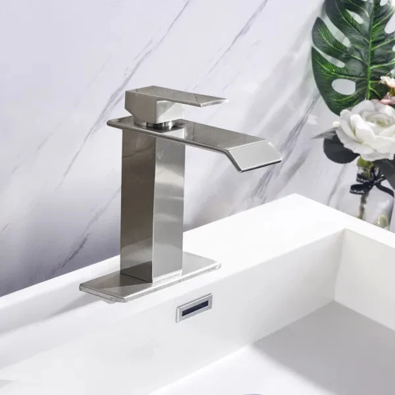 Waterfall Nozzle Bathroom Faucet Single Handle Bathroom Vanity Sink Faucet Waterfall Basin Four-way Wash Basin Bathroom Faucet