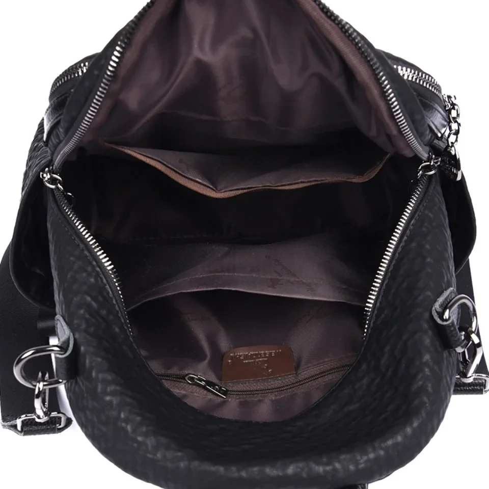 Fashion Women\'s Black Backpack Student School Bag Female Multi-functional Shoulder Bag Ladies Casual Travel Commuting Rucksack