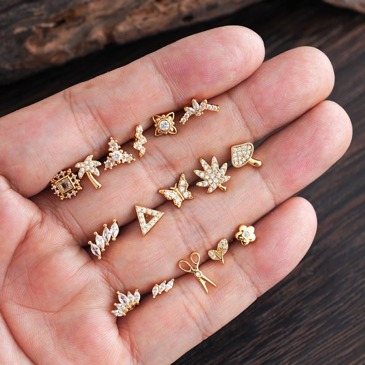 1 Stück Hypoallergene Ohrstecker Piercing Oreja Stahl Schmetterling Stern Mini Ohrring mit Schraubverschluss Helix Tragus Piercing Schmuck für Frauen – Detail 4
