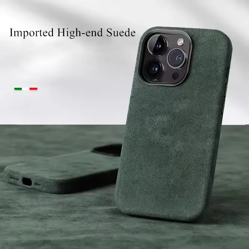 

Premium Soft Suede Metal Camera Lens Protection Magnetic Phone Case for IPhone 16 15 14 Plus 13 12 Pro Max shockproof Back Cover