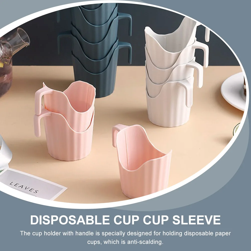 6 Pcs Paper Coffee Cups Insulated Holder Anti-scalding Sleeve Desktop Decorative Pink Shopping Office