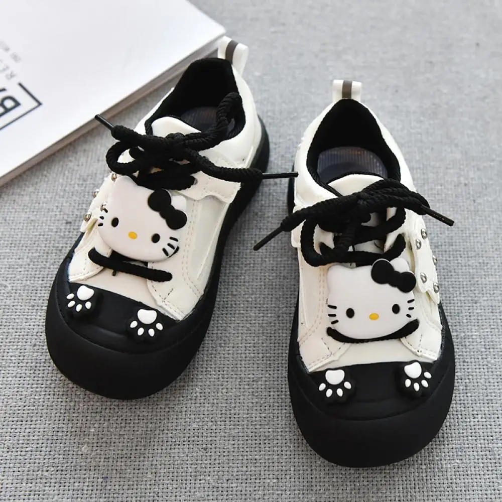 Anime Hello Kitty Kids Girls Canvas Shoes Sanrios Cartoon Cute Spring Autumn Leisure Board Shoes Kawaii Girls Student Shoes Gift