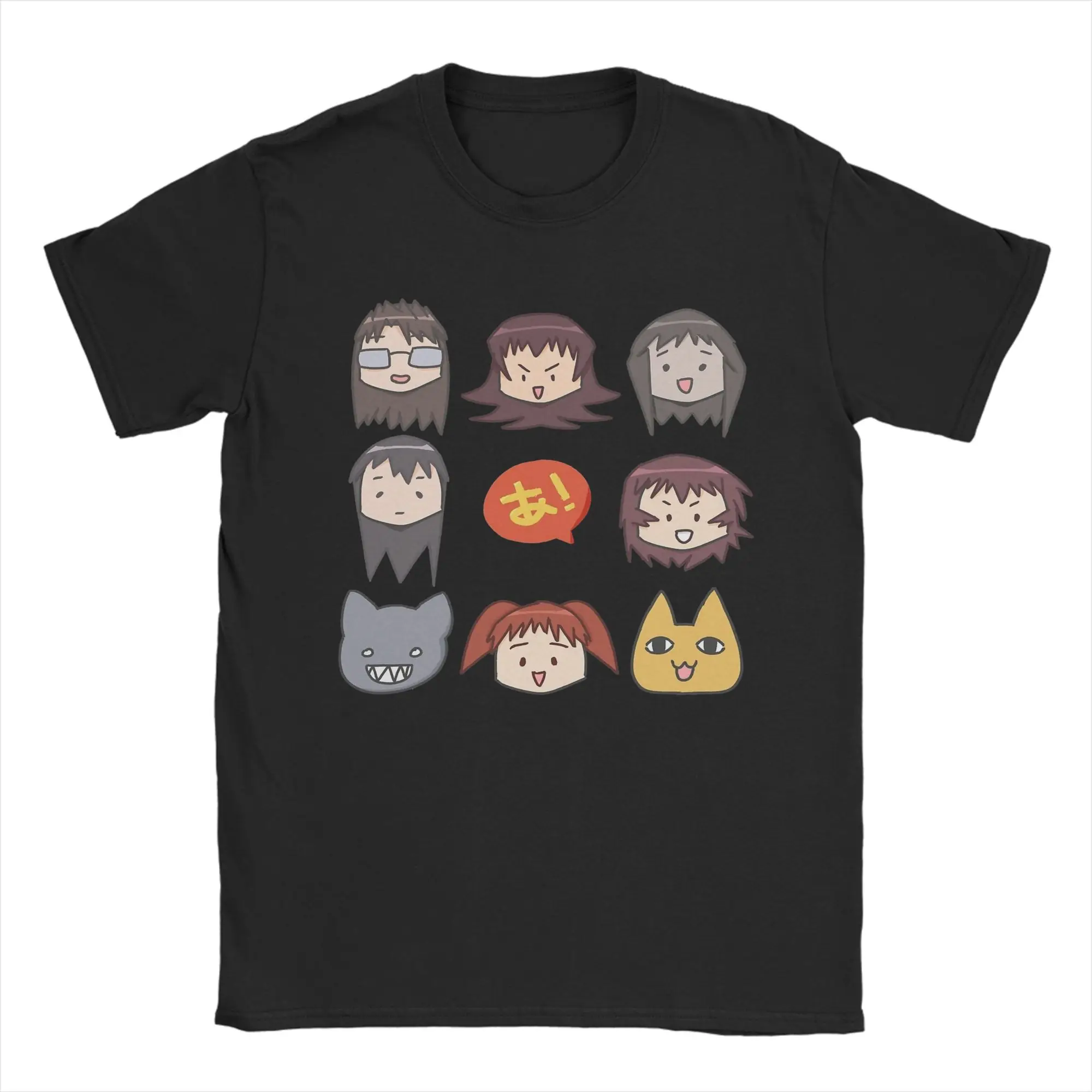 Cute Azumanga Daioh Collection T Shirt Men Pure Cotton Novelty T-Shirts Crewneck  Tees Short Sleeve Clothes Printing