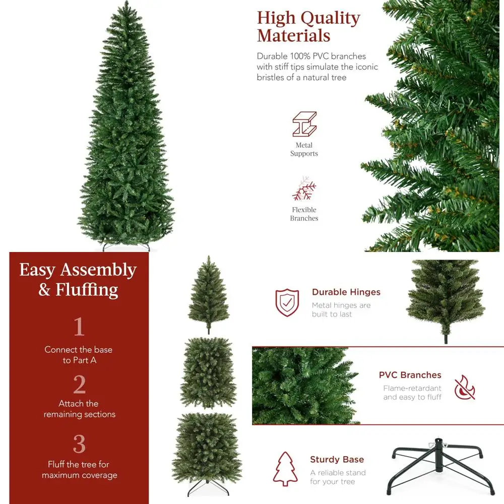 

6ft Tall Realistic Spruce Artificial Christmas Tree with 618 Branch Tips, Unlit Premium Holiday Decoration