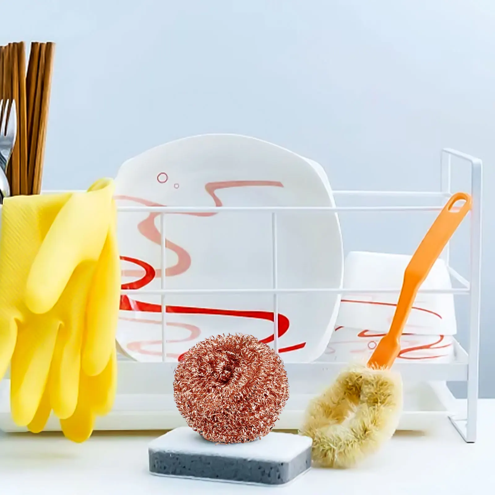 Cleaning Ball for cooper Coated Scourers 3PCS Cleaning Fast Copper Wire Dry Household Supplies Pots Pans Practical