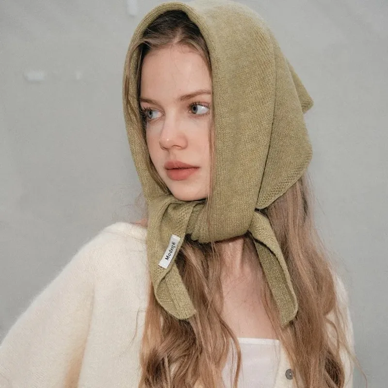 

Женский нишевый шерстяной треугольный шарф, платок, вязаный шарф, многофункциональный теплый вязаный шарф