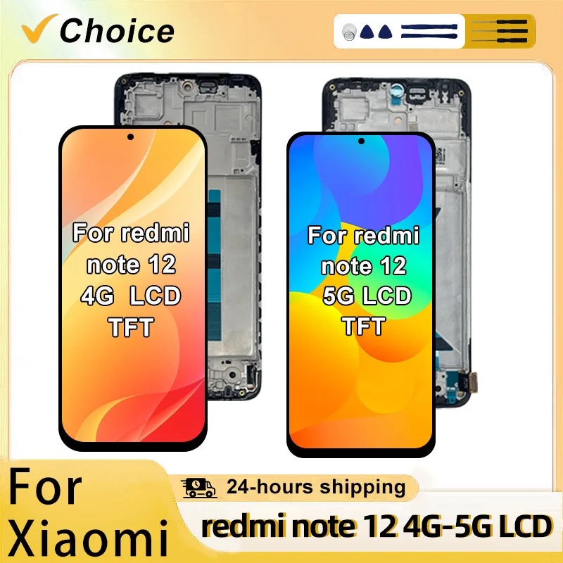 Super TFT For Xiaomi Redmi Note 12 4G LCD 23021RAAEG Display Touch Screen Digitizer Assembly For Redmi Note 12 5G LCD With Frame