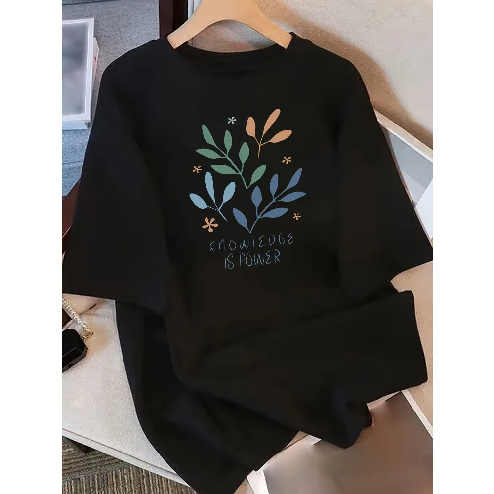 T-shirt « La Connaissance Botanique Est de la Puissance » Vintage Délavé Unisexe Oversize Streetwear Doux en Coton à Manches Courtes – Idéal pour un Cadeau