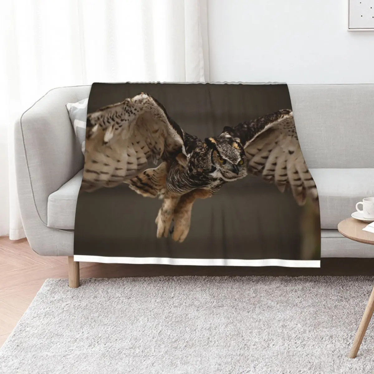 Great Horned Owl Throw Blanket sofa bed for winter valentine gift ideas Quilt Tourist Blankets