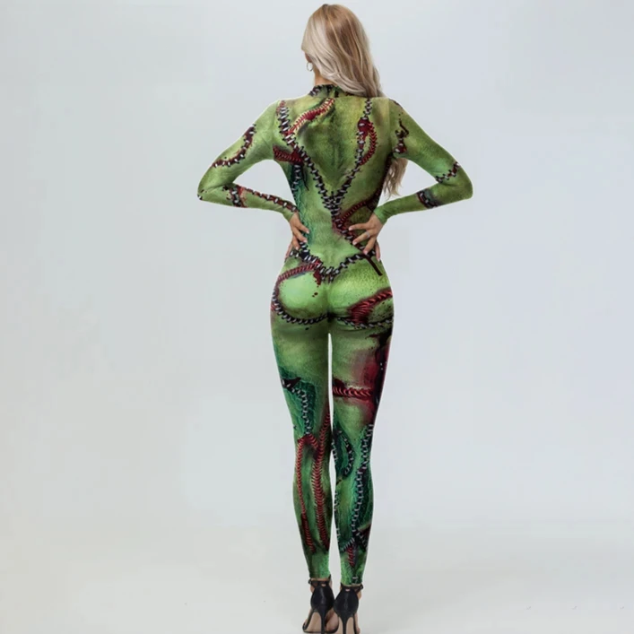 Hallowen Cosplay Horror Costume Mend 3D Printing Carnival Party Jumpsuits Fancy Dress Women Clothing Zentai Bodysuit Onesie
