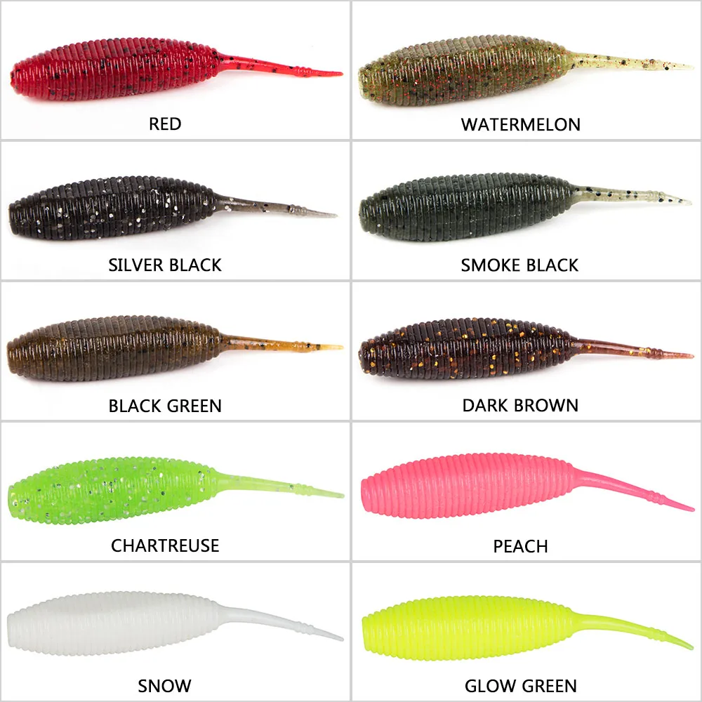 

8pcs Fishing Soft Plastic Lures Slow Sinking Tail Worm Bait 9cm 9.6g Soft Bait Jigging Wobblers Swimbaits Bass Pike Pesca