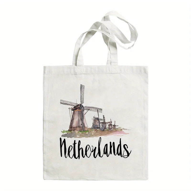 Bolso de mano de lona Vintage de la Estatua de la Libertad de la ciudad de Nueva York, bolso de comestibles con plegable floral para ropa de calle o uso diario