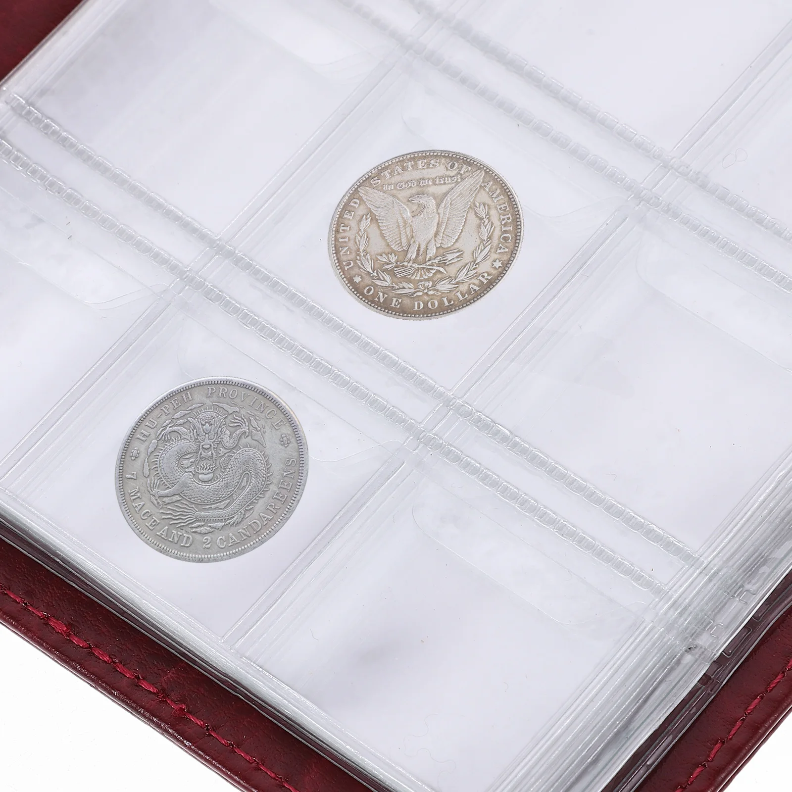 

Альбом для коллекции монет, обложка из искусственной кожи, прозрачный дизайн слота для памятных монет, портативный держатель для хранения монет