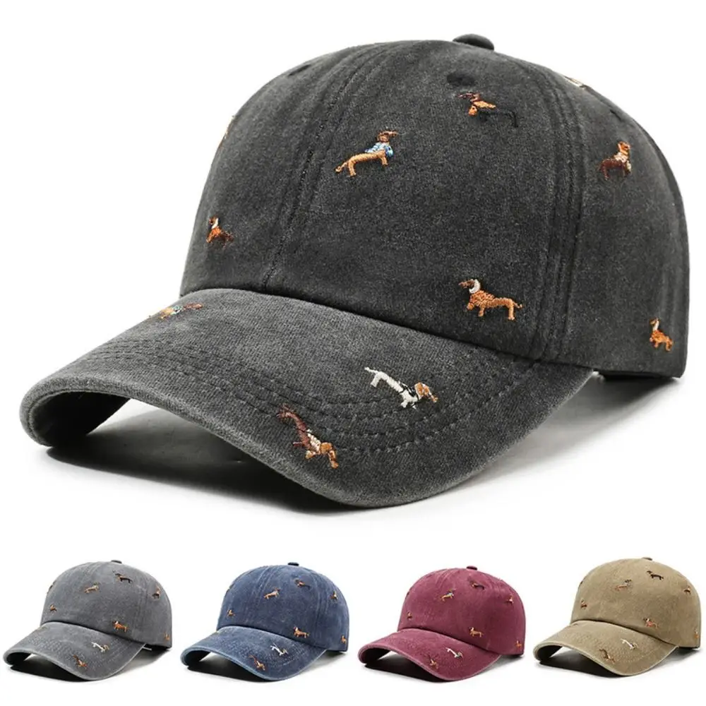 Casual Embroidery Puppy Baseball Cap UV Protection Versatile Sun Hat Breathable Baseball Hats for Spring Summer