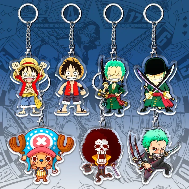 12cm ONE PIECE Student Backpack Key Named Ornament  Acrylic Keychain Double Sided Pattern PendantChildren's Festival Gifts
