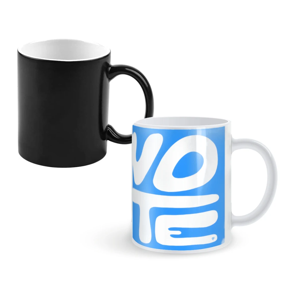 

Vote Blue!Coffee Mugs And Mug Creative Color Change Tea Cup Ceramic Milk Cups Novelty Gifts