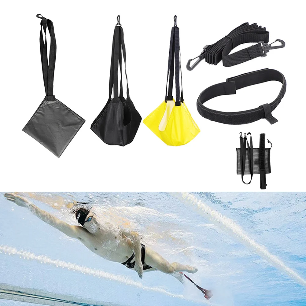 

Swimming Strength Training Resistance Belt 20cm/30cm/40cm Training Parachute Adults Kids Waterproof Multi-layer Waist Equipment