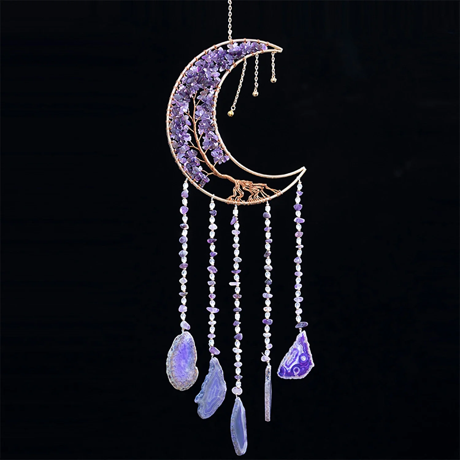 7 Chakra Tree of Life Moon Dream catchers Crystal Stone Rainbow Natural Gemstones Suncatcher Hanging Home Room Wall Decoration