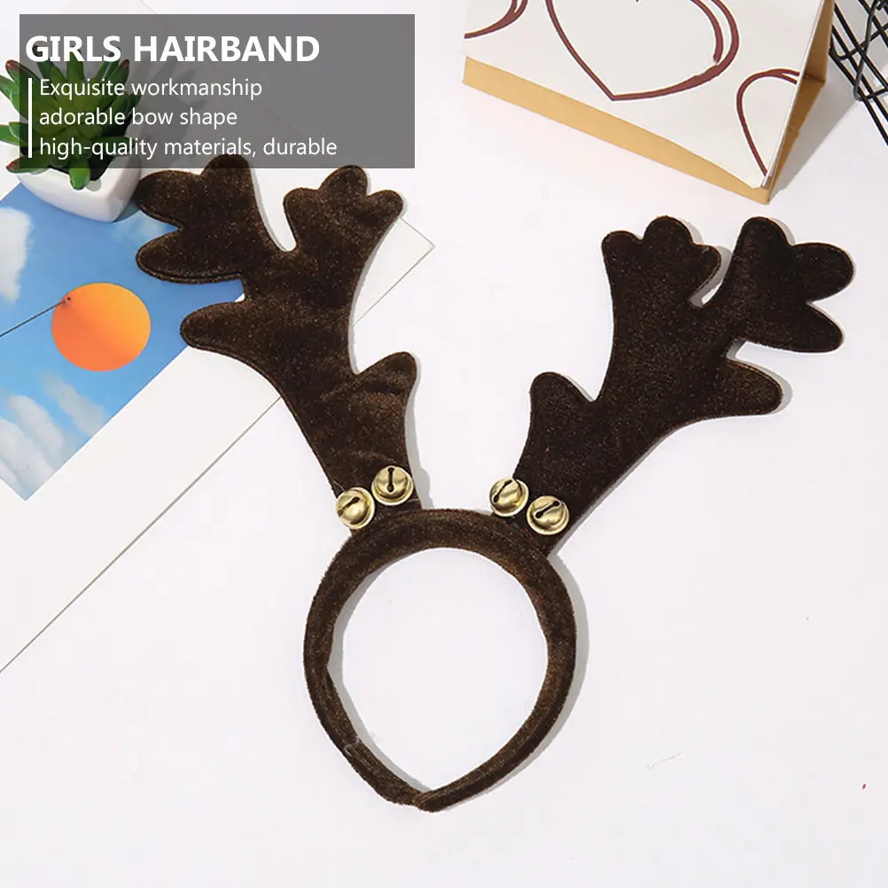 2Pcs Antler Shaped Hair Hoop Headband for Girls Women Christmas Party Costume Festival Cosplay Minimalist Adorable Bow Design