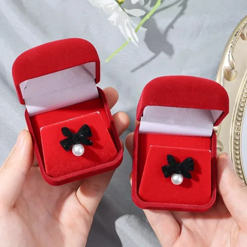 New Engagement Velvet Earring Ring Box Organizer For Valentine Day Gift Wedding Ring Display Holder Showcase Jewelry Packaging