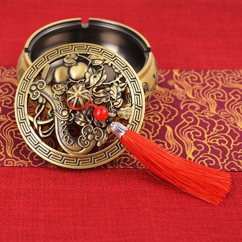 All-brass Hundred Blessings ashtray Storage jars, everything goes smoothly Copper incense burner ornament