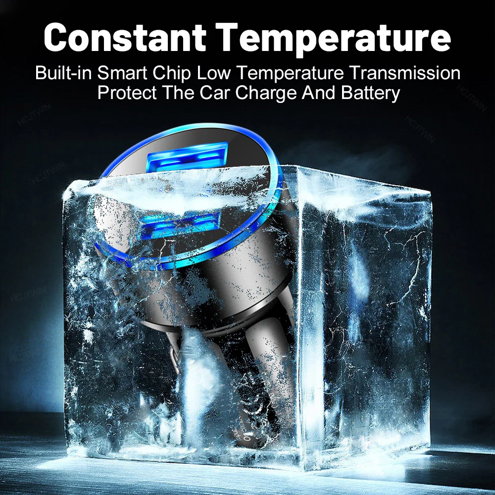 Dual USB 12.5V Voltage Display Car Charger For Plug Lighter Smart Phone USB Adapter Mobile Phone Charger Fast Charging