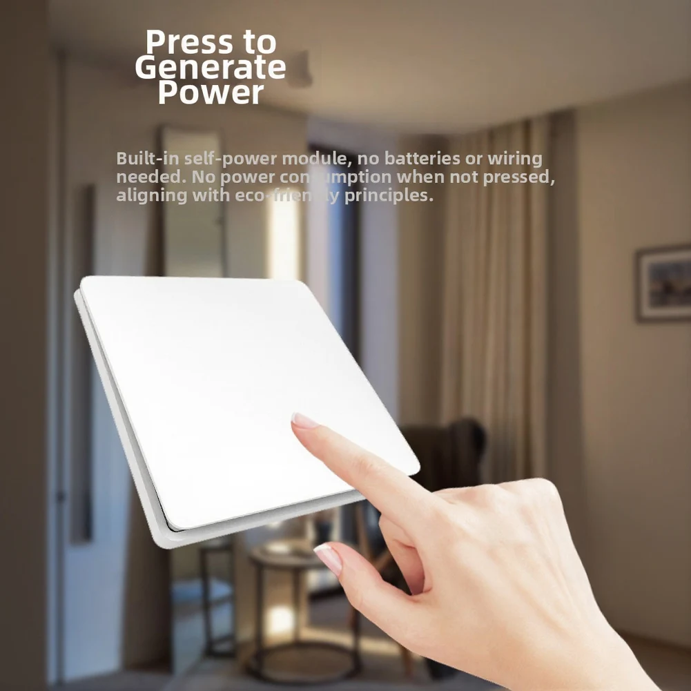 

Self-Powered Wireless Remote Control Switch Battery-Free Smart Home Single-pole Switch Self-generating Wireless Energy Switch