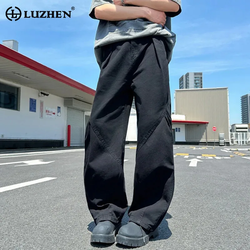 

LUZHEN 2025 New Solid Color Loose Straight Casual Pants Men's Fashion High Quality Original Simple Wide Leg Male Trousers JY3070