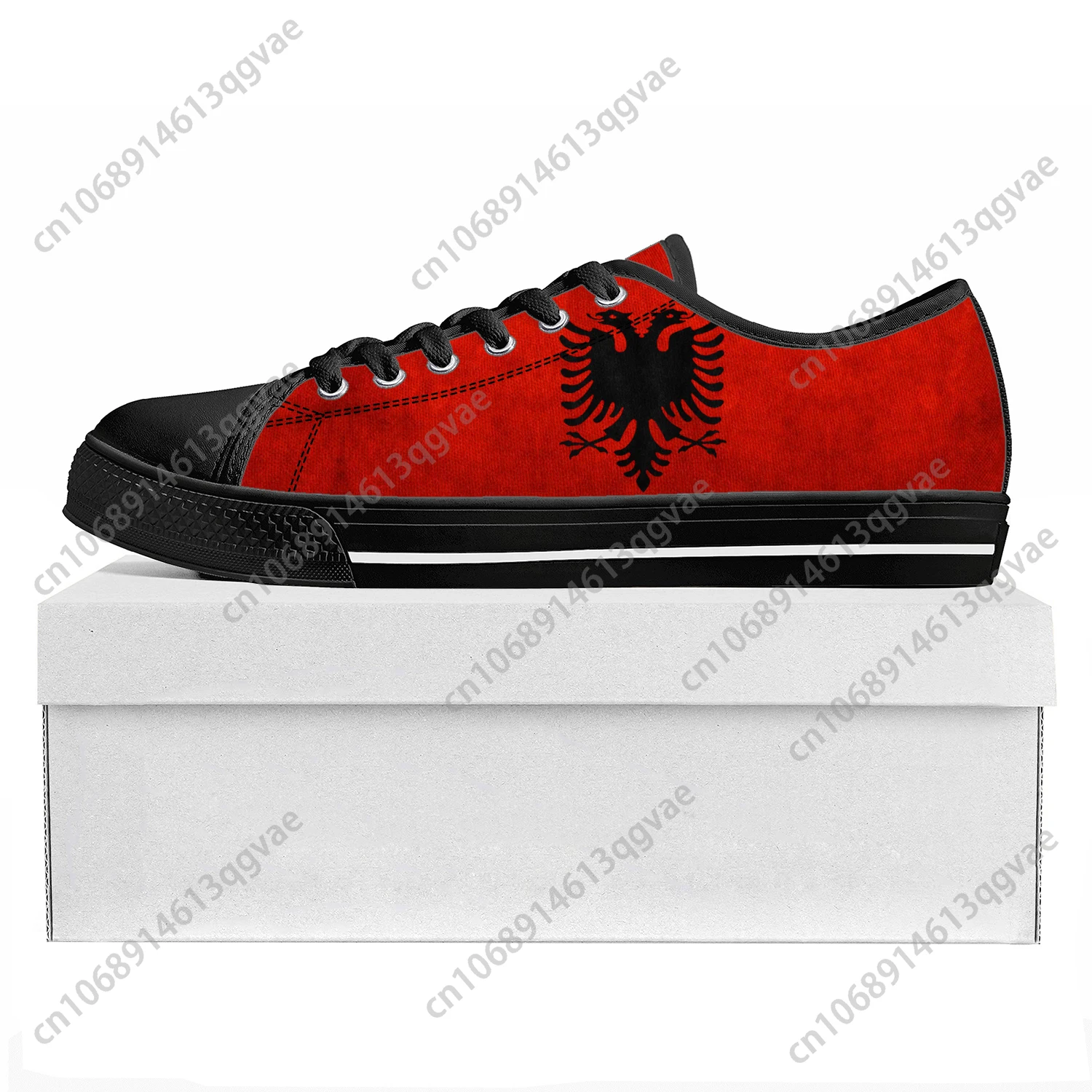Albanian Flag Low Top High Quality Sneakers Mens Womens Teenager Canvas Sneaker Albania Prode Casual Couple Shoes Custom Shoe