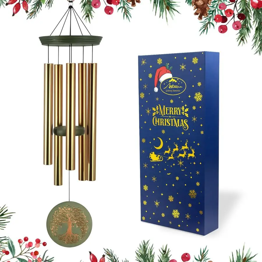 

Музыкальные колокольчики для улицы, уличные ветряные колокольчики с гравировкой «Древо жизни», садовый декор для мамы и бабушки, металлические колокольчики глубокого звучания.