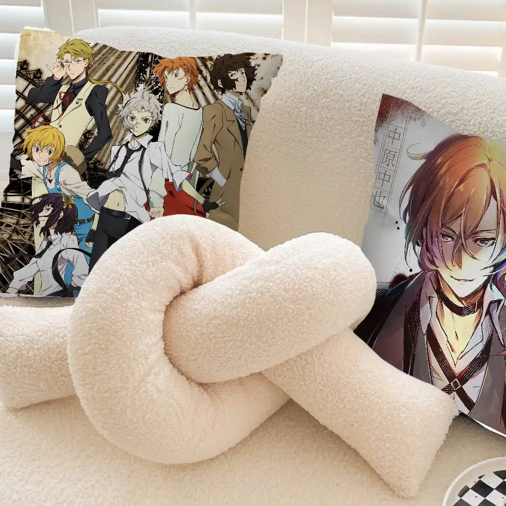 Anime Bungo Stray Dogs Cushion Cover Car Throw Pillow Case For Sofa Car Christmas Gift 40x40cm 45x45cm