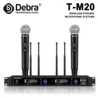 Debra T-M20 Wireless Handheld Microphone System, UHF True Diversity Dual Channel Wireless Microphone Kit, for Karaoke, Parties