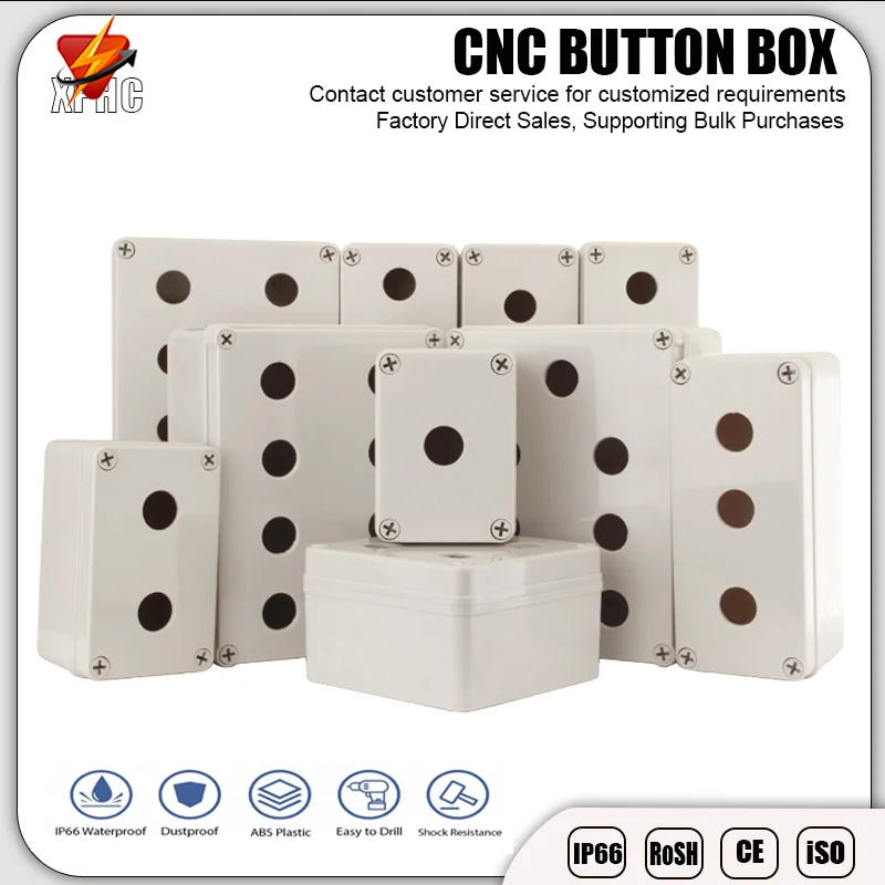 IP66 CNC Waterproof Button Box Switch Control Case 1 2 3 4 5 6 Hole Industrial Switch Indicator Emergency Stop Push Button 22mm