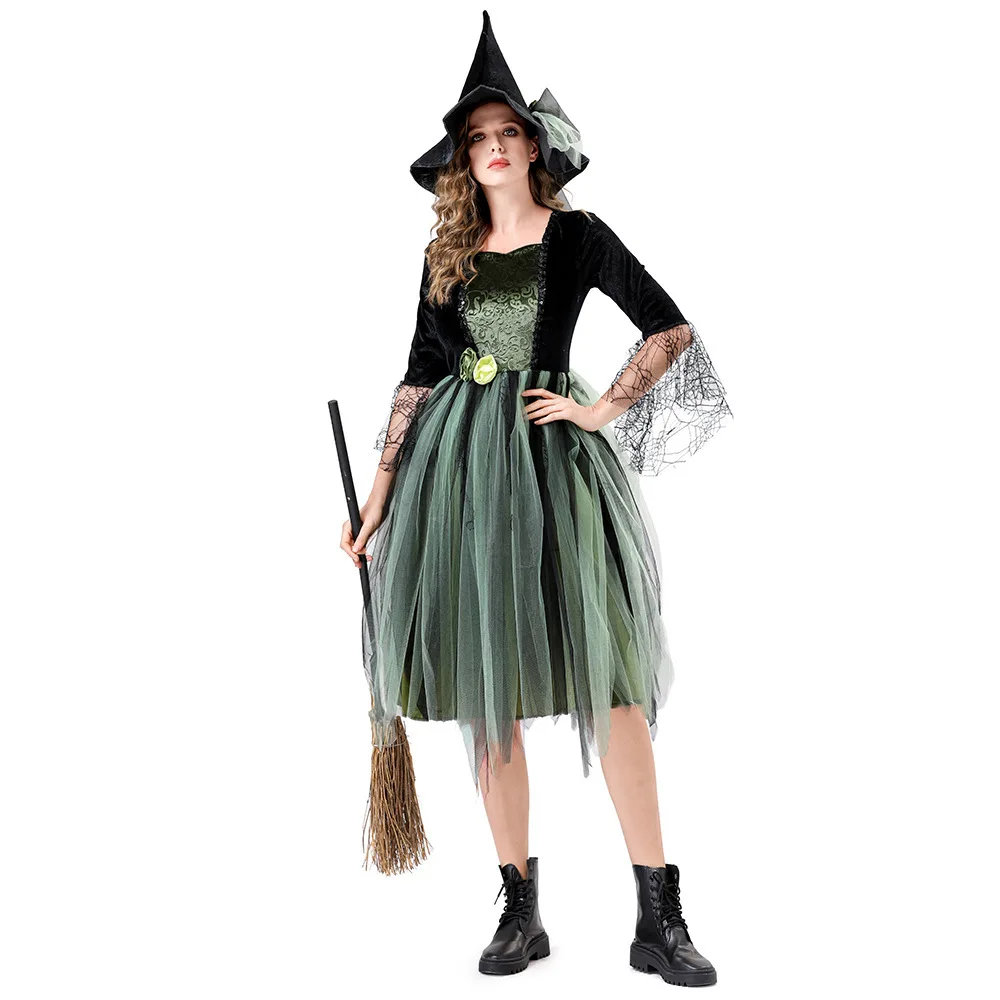 Adult Wizard Costume 2025 Halloween Stage Performance Fairy Tale Role Play Witch Holiday Costume Traditional Chinese Style Wo...