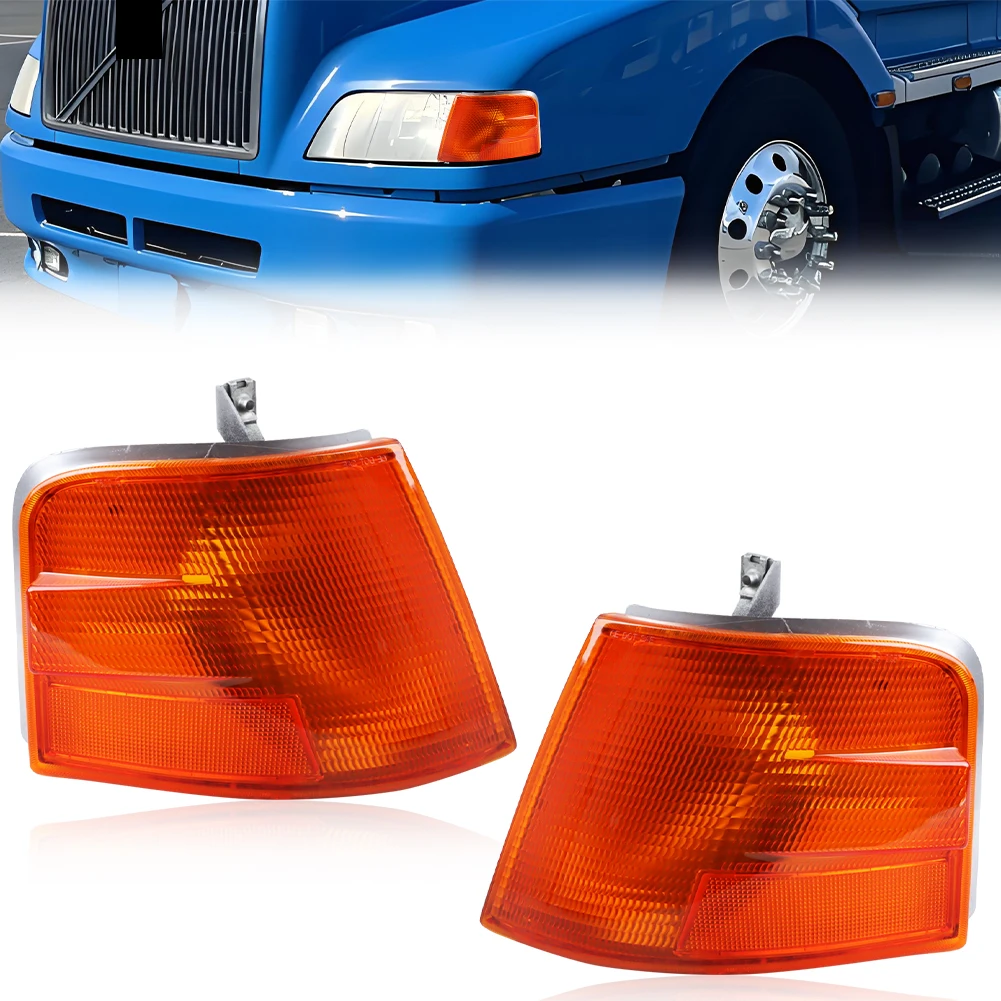 2Pcs Front Corner Light Parking Light Turn Signal Light Side Marker Light DRL Cover For 1996-2011 Volvo VNL 300 VNM 200 No Bulb