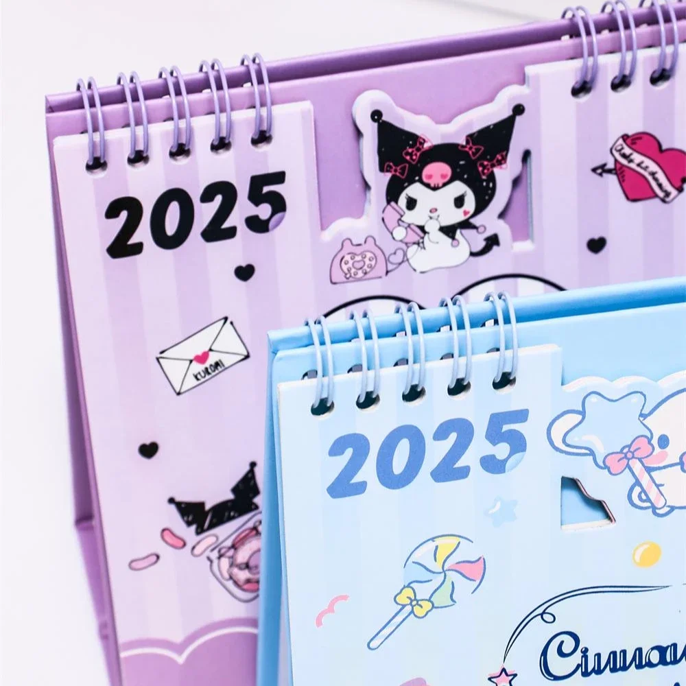 2025 Sanrios Desktop Calendar Hello Kittys Notepad Kuromi Cinnamoroll Standing Calendar Ornament Monthly Planner Home Supplies