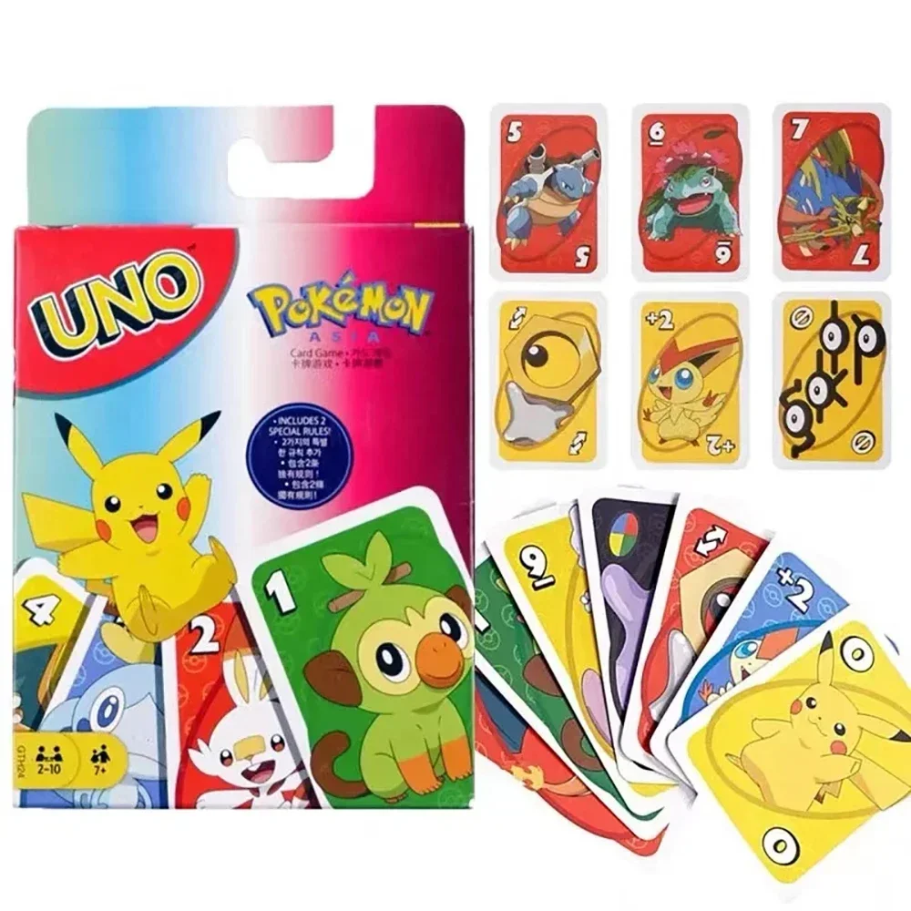 One FLIP! Pokemon Board Game Anime Cartoon Pikachu Figure Pattern Family Funny Entertainment uno Cards Games Christmas Gifts