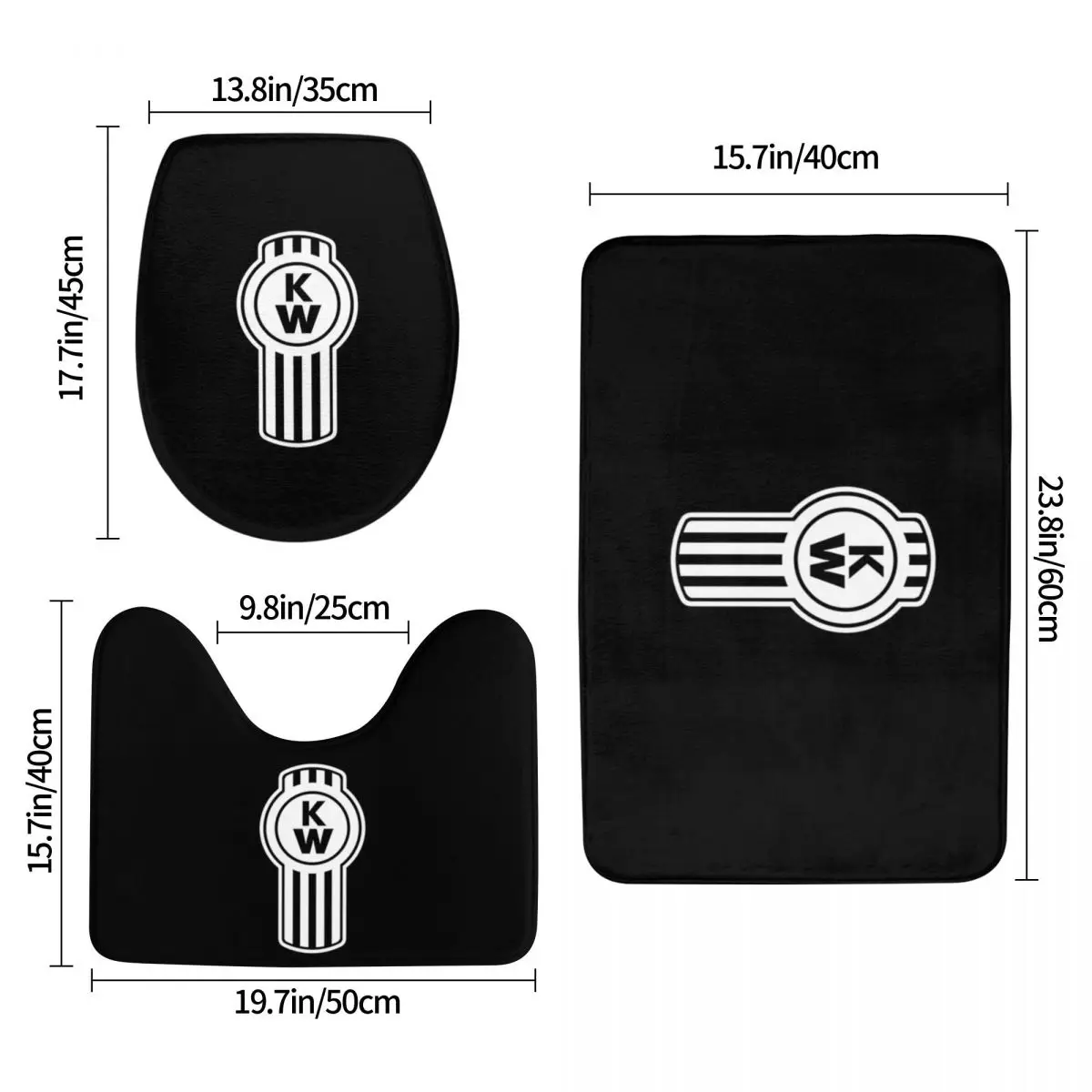 Truck-kenworth Logo 3 Pcs Bath Mat Bathroom Set Toilet Lid Cover Home Decor Non-Slip Carpet Floor Rug