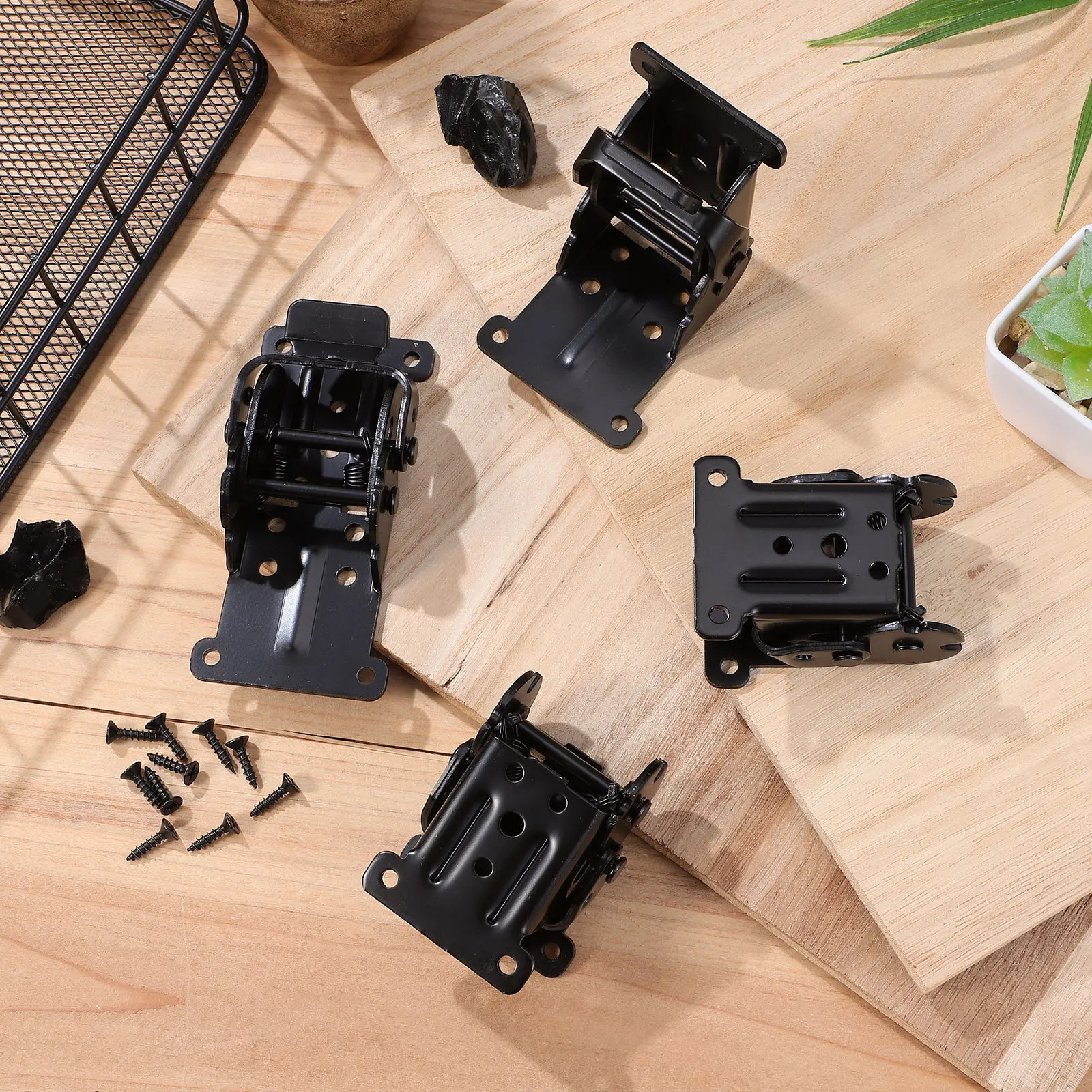 

4Pcs Furniture Hardware Connectors Self-Locking Folding Hinges for Table Legs Heavy Duty Brackets Space-Saving Foldable