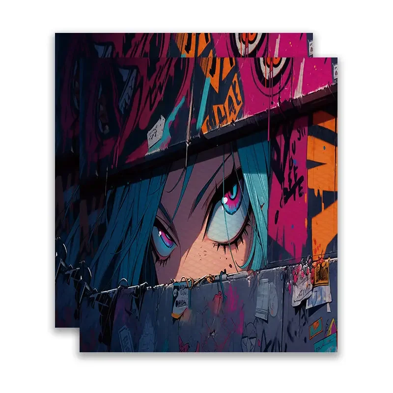 2Pcs 2D Flat Jinx Graffiti Handlebar Vinyl Sticker, Waterproof Decal for Motorcycle E-Bike Scooter Decor, Holiday Gift