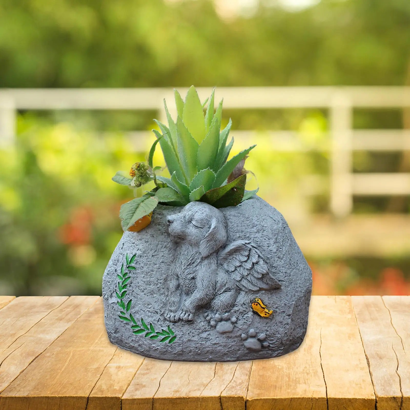 Dog Memorial Stone Resin Crafts Final Resting Peace Gravestone Plant Container Flower Pot for Dog Lovers Patio Garden Lawn Yard