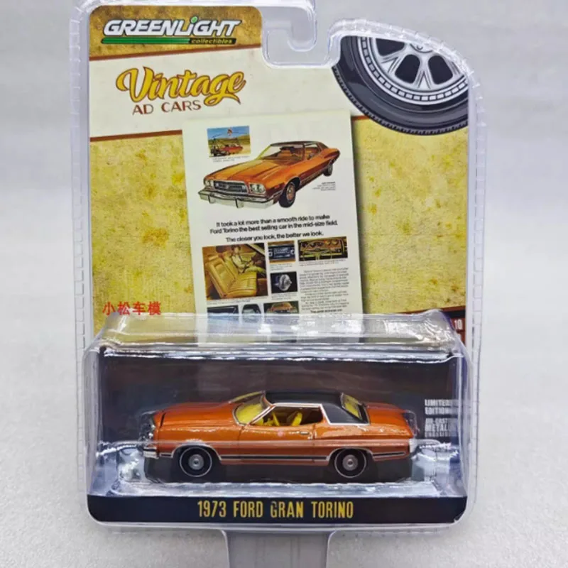 GreenLight 1:64 Scale 1973 Gran Torino Alloy Simulation Car Model Classics Adult Souvenir Gift Static Display