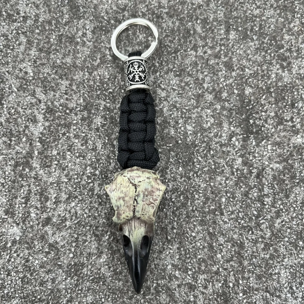 Nostalgia Norse Odin Raven Crow Skeleton Keychain Viking Pirate Runes Bead Paracord Resin Eagle Head Keyring Halloween Jewelry