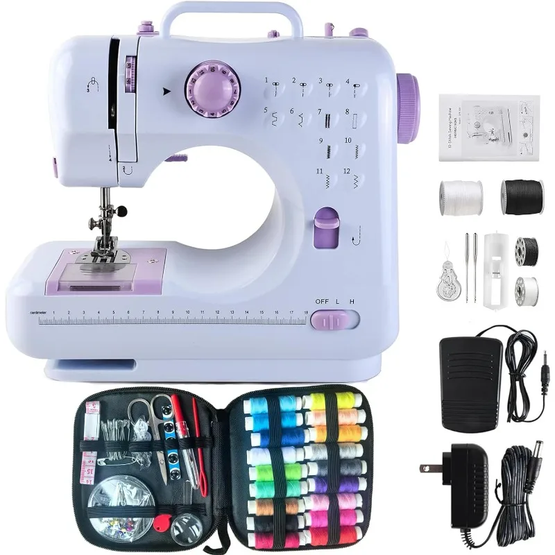 Sewing Machine for Beginners Electric Mini Sewing Machine 12 Built in Stitches 2 Speed with Foot Pedal With Basic Sewing Kit