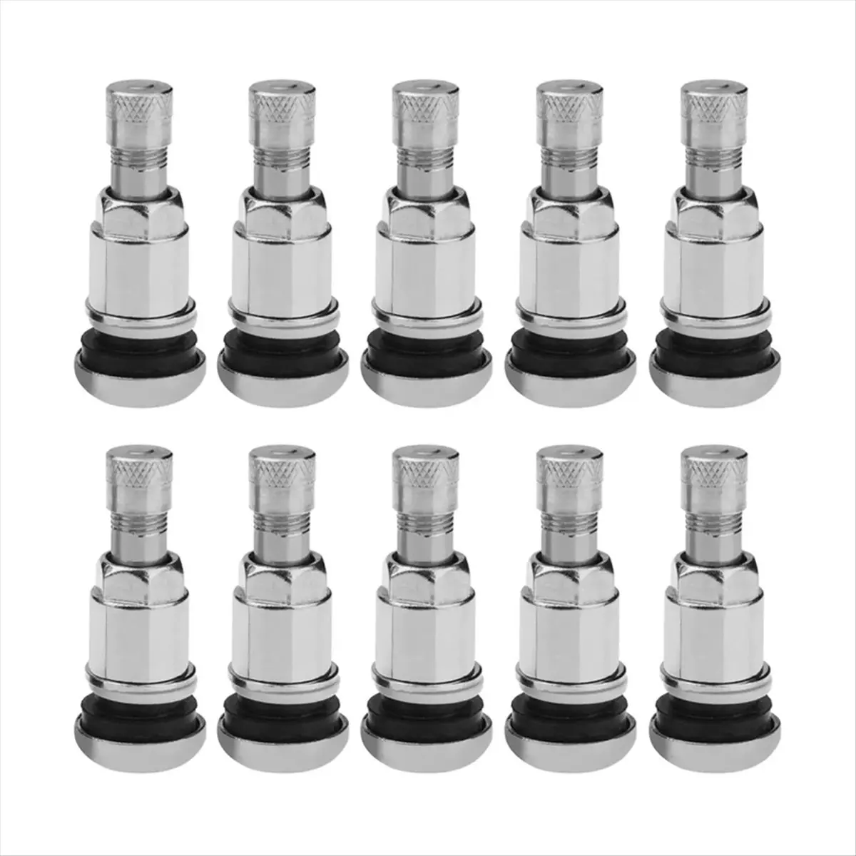 AA83 10pcs Flat-Bottomed All-Steel TR525 Stainless Steel Vacuum Tire Valves Metal Valves American Mouth