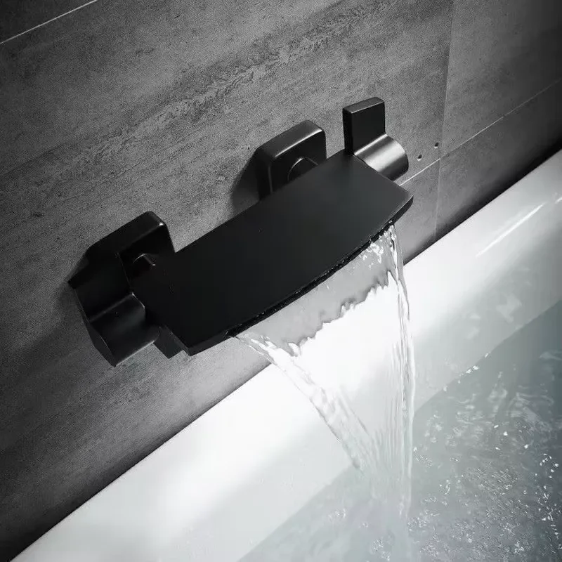Wall Mounted Bathtub Faucet Set Modern CUPC Certified Mixer Tap Anti-Rust Solid Brass Construction Deck Mount Bath Filler